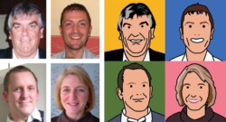 My family in the style of “The Best of Blur” 2000 album artwork by artist Julian Opie. (2014)