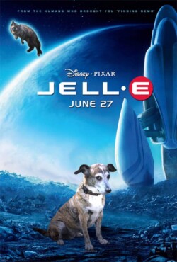For this poster I replaced Wall-E with my dog Jelly. Not for any particular reason. Later, It was going to feature as an advert in a spoof “Heat” magazine I was doing of stuff me and my girlfriend were up to. However, thinking up content for even just one intended edition was too difficult. (2008)